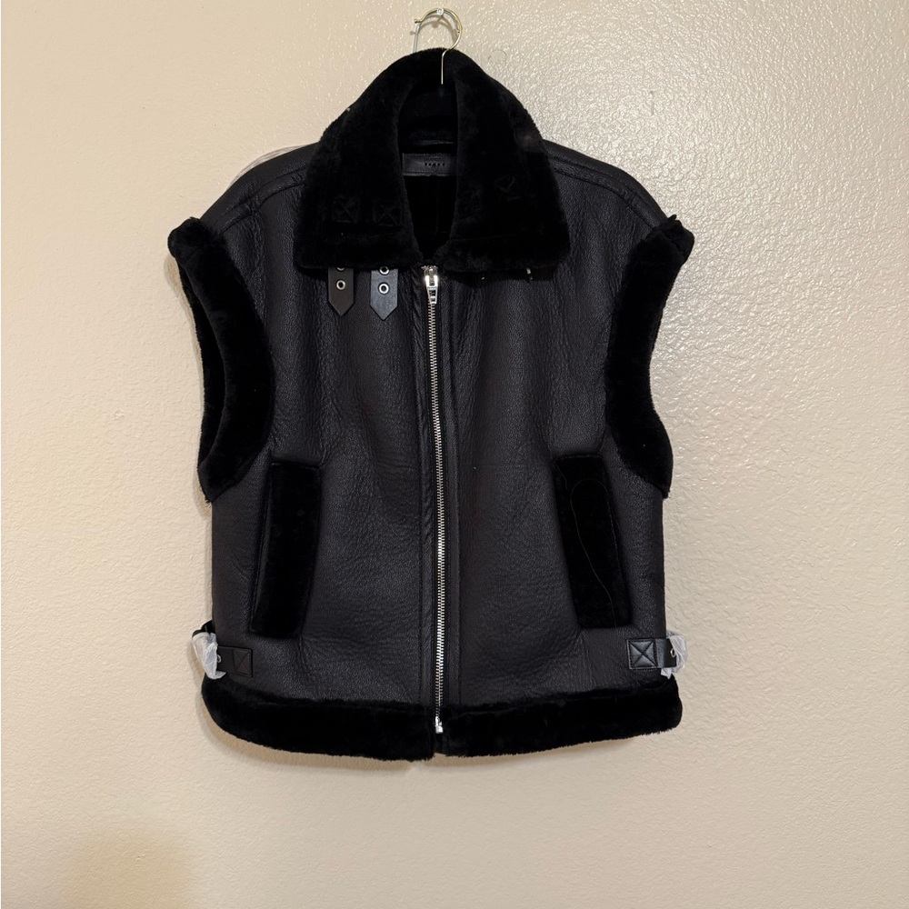 NEW BLANK NYC Black Sherpa Moto Vest retail $175 - Picture 7 of 11
